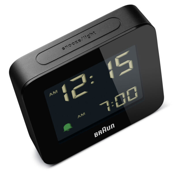 Braun Digital Clocks BC09B bovenaanzicht met alarmknop.
